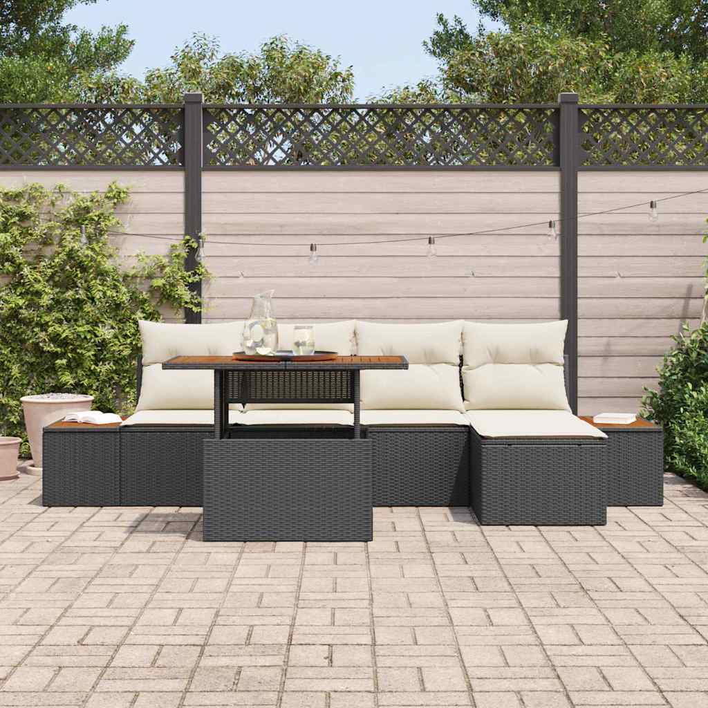 Garten Essgruppe mit Kissen 6 pcs Schwarz und Beige