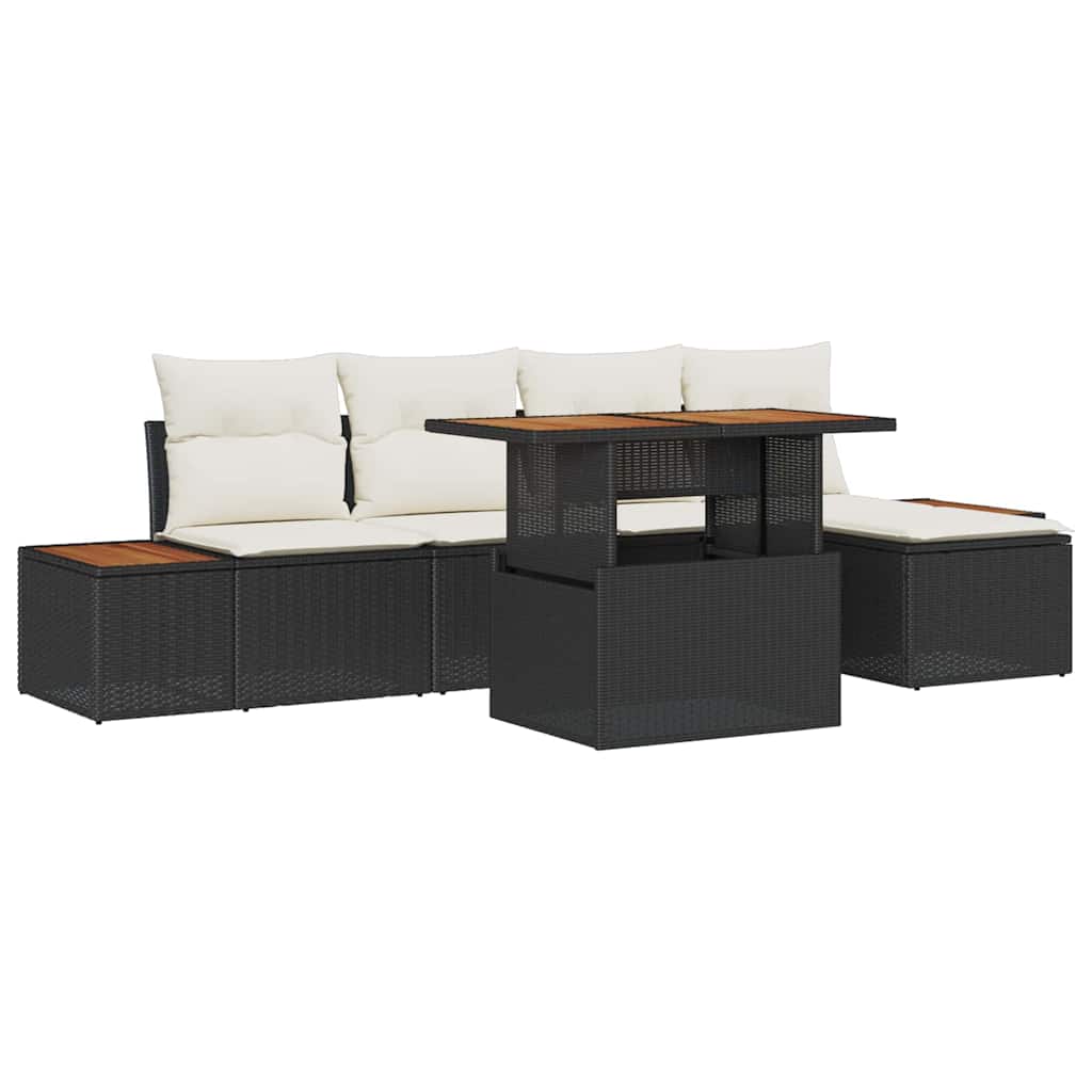 Garten Essgruppe mit Kissen 6 pcs Schwarz und Beige