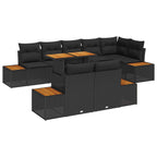Garten Essgruppe mit Kissen 9 pcs Schwarz und Braun