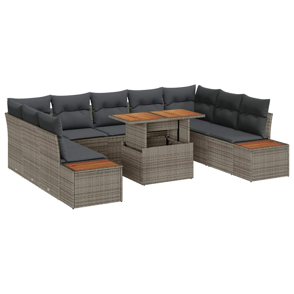 Garten Essgruppe mit Kissen 10 pcs Grau und Braun