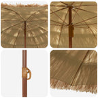 Strandparasol Natur 160 x 160 x 196 cm Polyester und Stahl