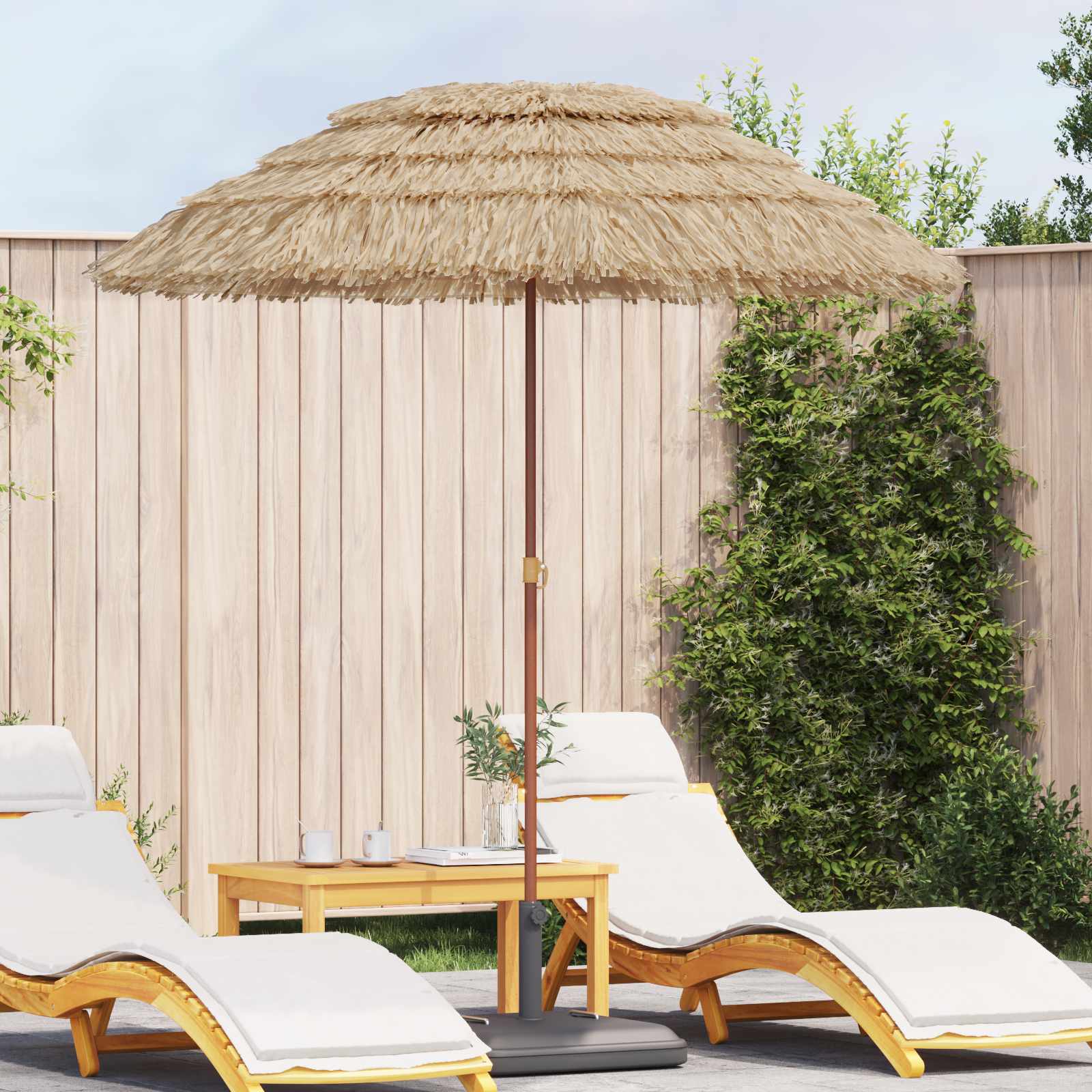 Strandparasol Natur 160 x 160 x 196 cm Polyester und Stahl