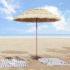 Strandparasol Natur 160 x 160 x 196 cm Polyester und Stahl