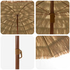 Strandparasol Natur 205 x 205 x 210 cm Polyester und Stahl