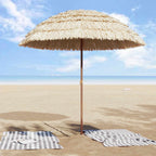 Strandparasol Natur 205 x 205 x 210 cm Polyester und Stahl