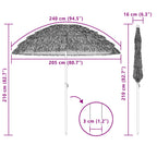Strandparasol Natur 205 x 205 x 210 cm Polyester und Stahl