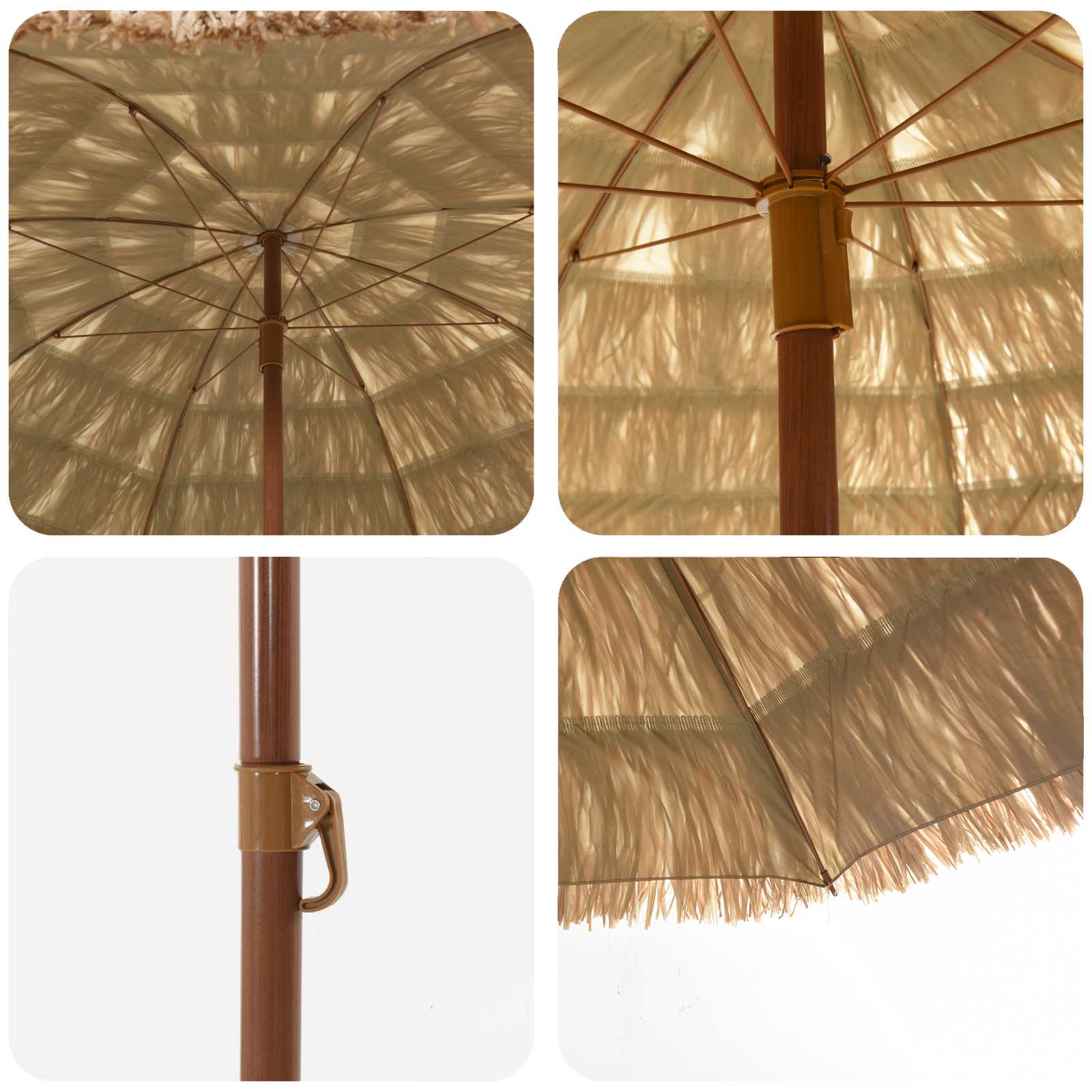 Strandparasol Natur 255 x 255 x 255 cm Polyester und Stahl