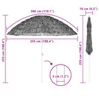 Strandparasol Natur 255 x 255 x 255 cm Polyester und Stahl