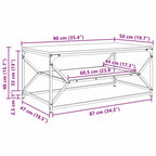 Couchtisch Altholz 90 x 50 x 40 cm Ingenieure Holz und Stahl