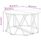 Couchtisch Schwarz Eichen-Optik 80 x 80 x 42 cm