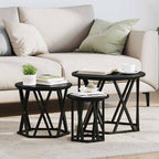 Nesting Beistelltisch 3 pcs Schwarz Eichen-Optik