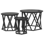 Nesting Beistelltisch 3 pcs Schwarz Eichen-Optik