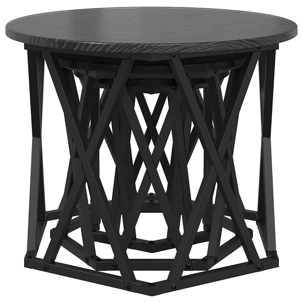 Nesting Beistelltisch 3 pcs Schwarz Eichen-Optik