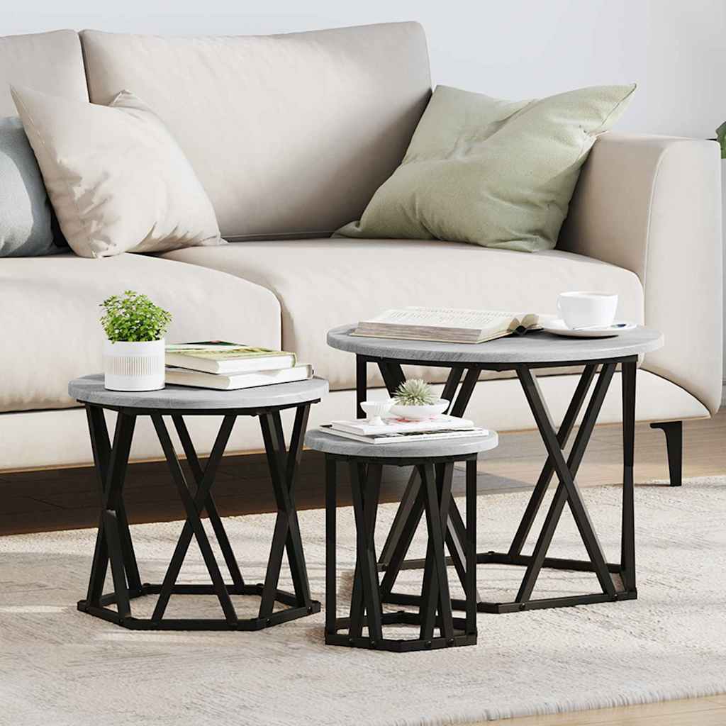 Nesting Beistelltisch 3 pcs Graues Sonoma