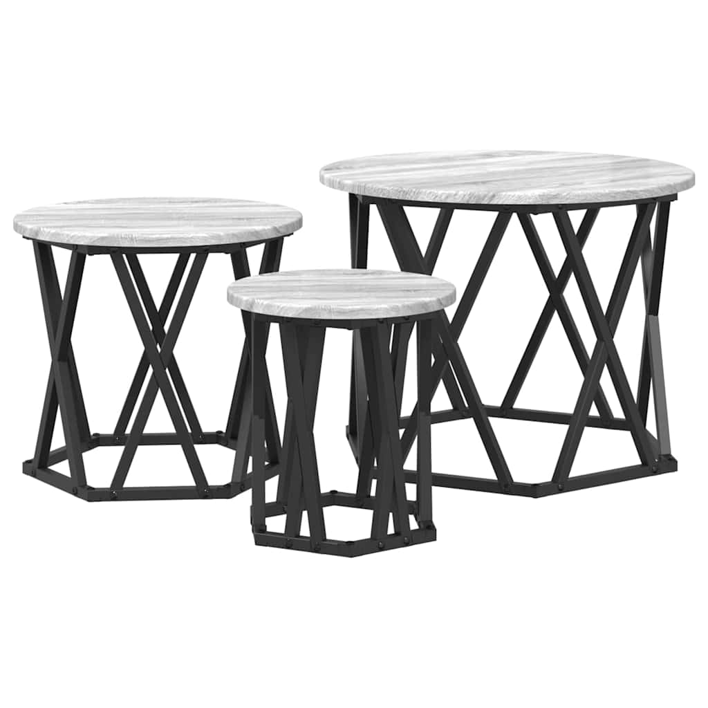 Nesting Beistelltisch 3 pcs Graues Sonoma