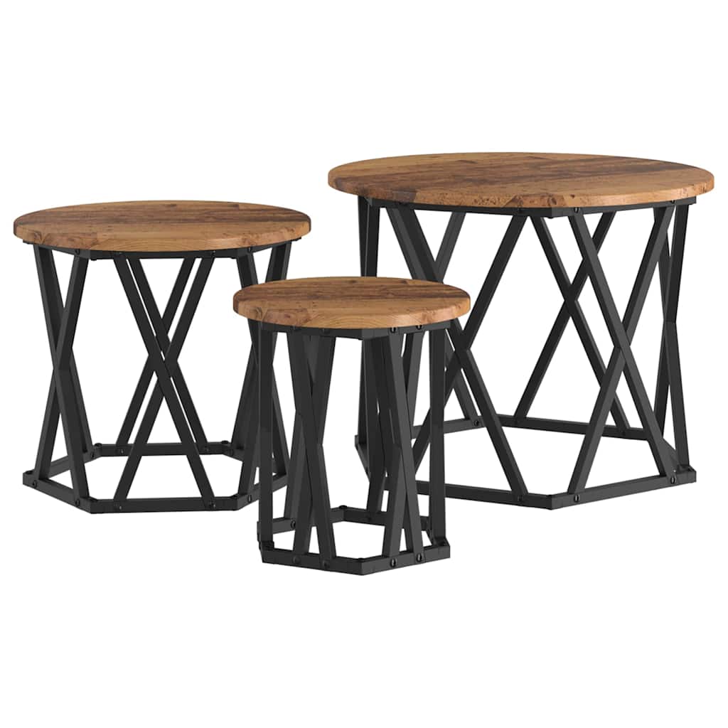 Nesting Beistelltisch 3 pcs Altholz Ingenieure Holz und Stahl