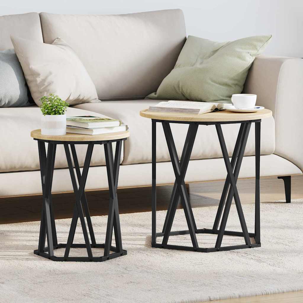 Couchtisch 2 pcs Sonoma-Eiche Ingenieure Holz und Stahl