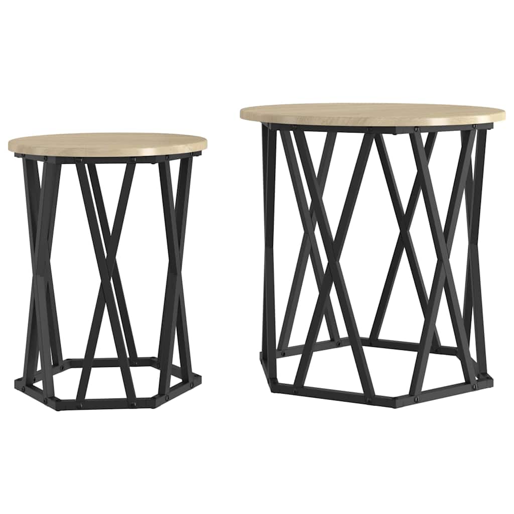 Couchtisch 2 pcs Sonoma-Eiche Ingenieure Holz und Stahl