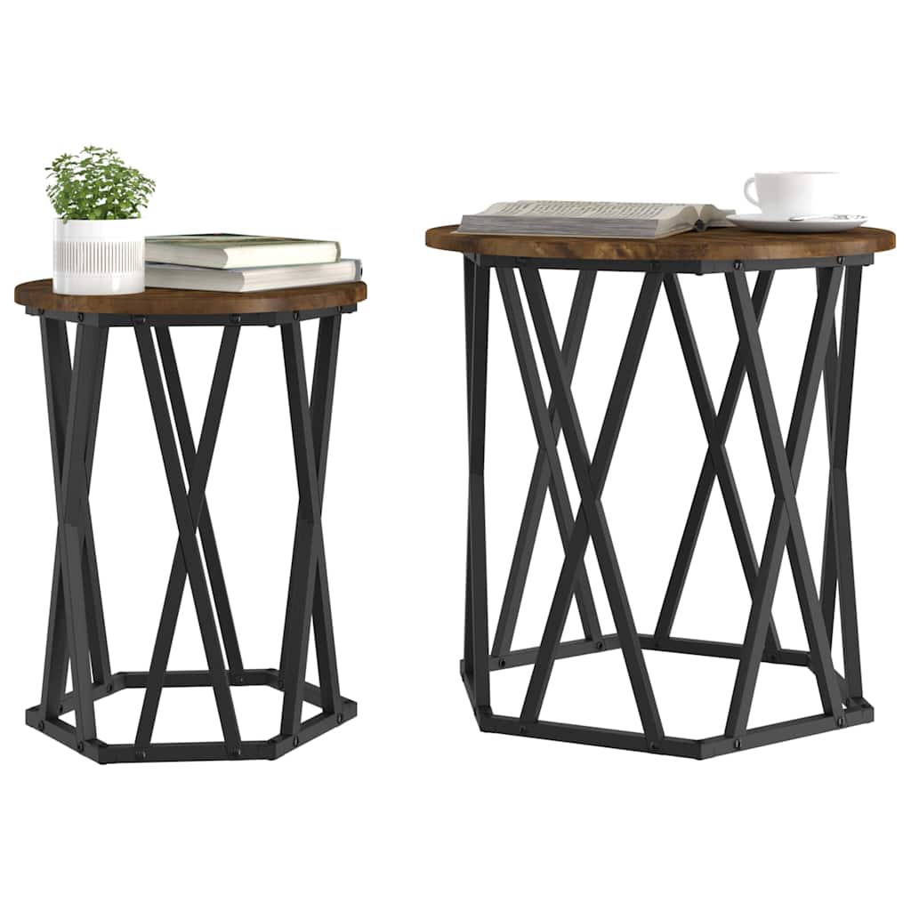 Couchtisch 2 pcs Geräucherte Eiche Ingenieure Holz und Stahl