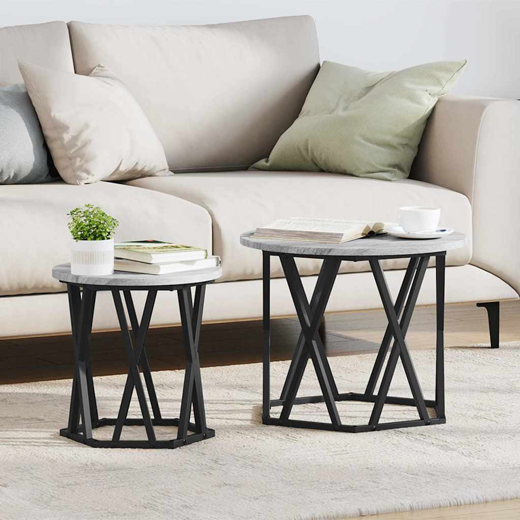 Couchtisch 2 pcs Graues Sonoma Ingenieure Holz und Stahl