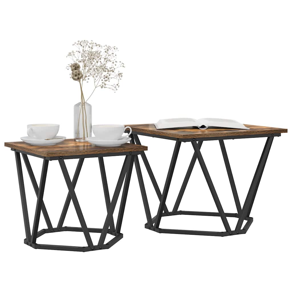 Beistelltisch-Set 2 pcs Geräucherte Eiche