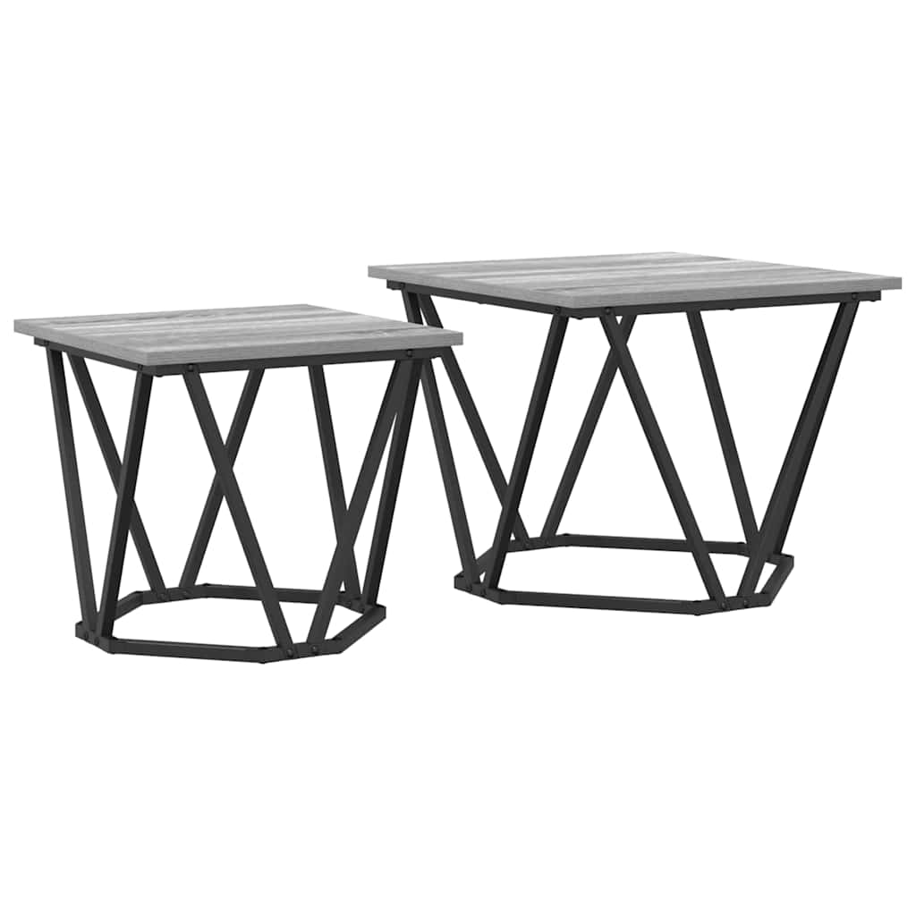 Beistelltisch-Set 2 pcs Graues Sonoma Ingenieure Holz und Stahl