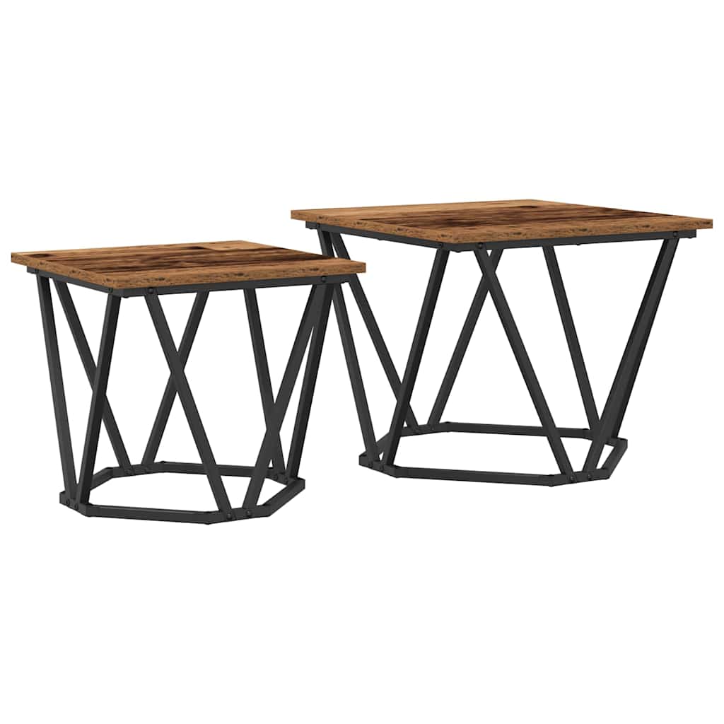 Beistelltisch-Set 2 pcs Altholz Ingenieure Holz und Stahl