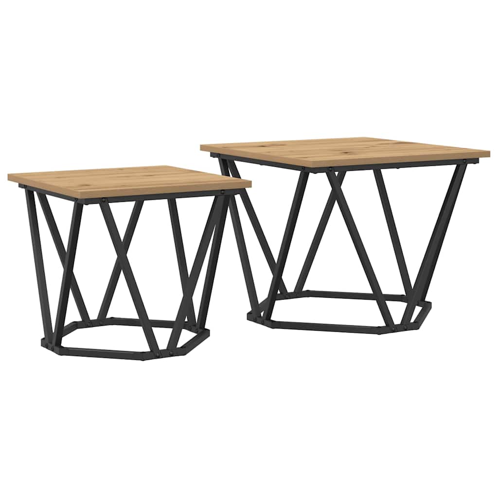 Beistelltisch-Set 2 pcs Artisan-Eiche Ingenieure Holz und Stahl
