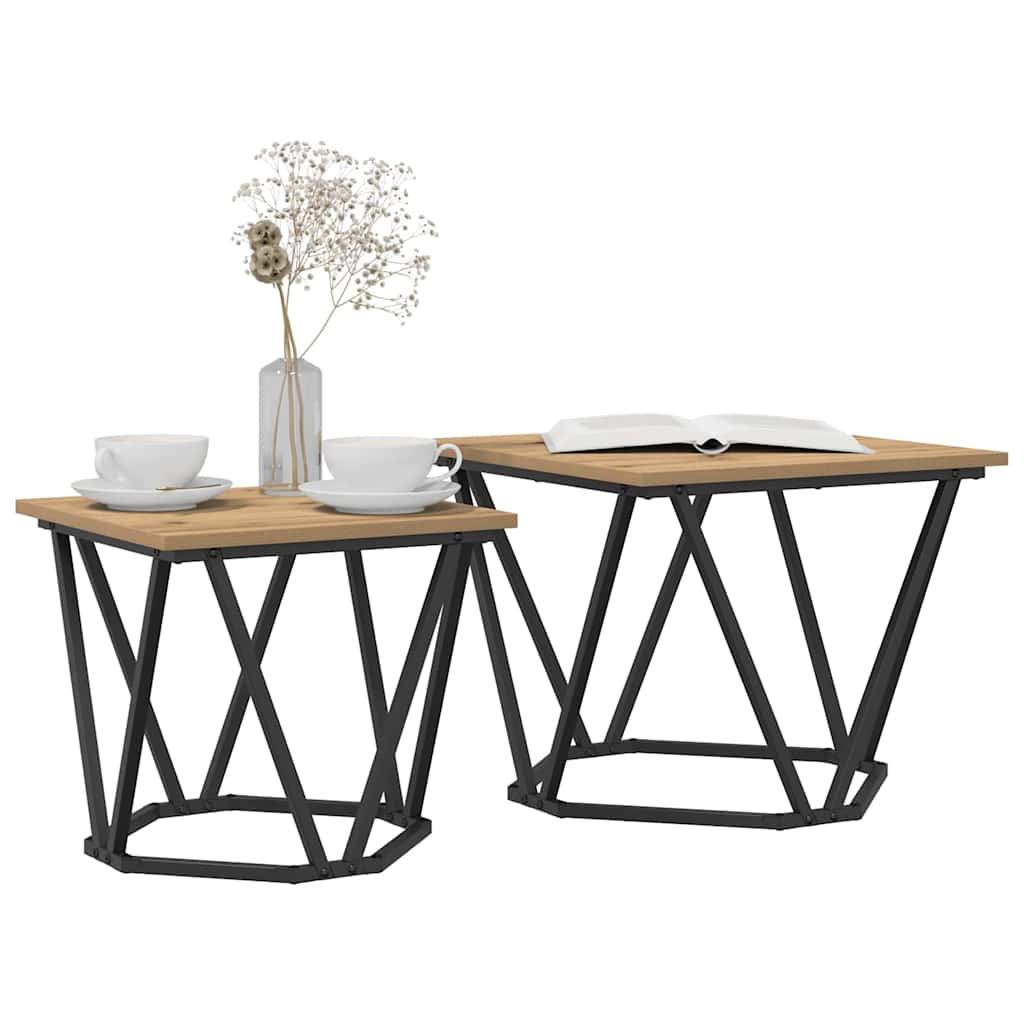 Beistelltisch-Set 2 pcs Artisan-Eiche Ingenieure Holz und Stahl