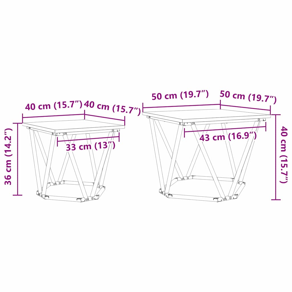 Beistelltisch-Set 2 pcs Artisan-Eiche Ingenieure Holz und Stahl