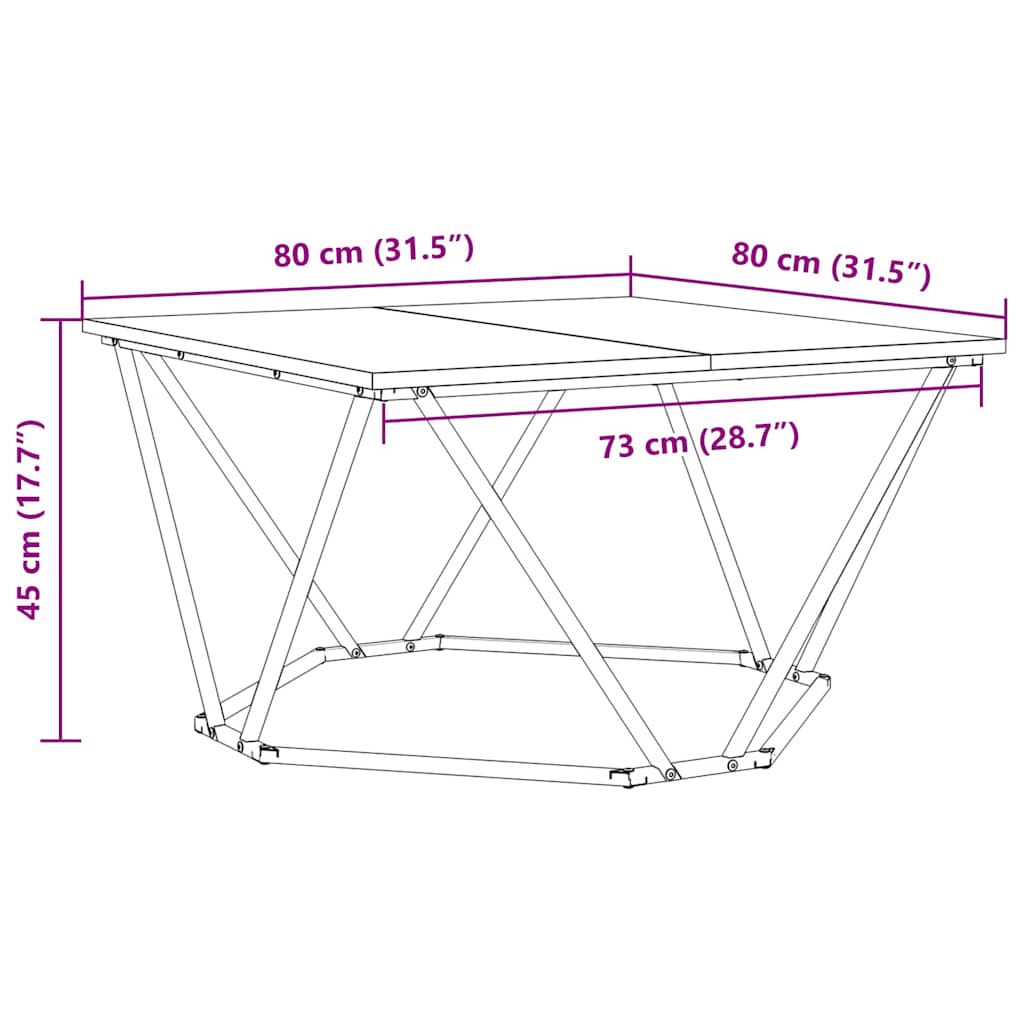 Couchtisch Schwarz Eichen-Optik 80 x 80 x 45 cm