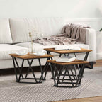 Couchtisch 3 pcs Altholz Ingenieure Holz und Stahl