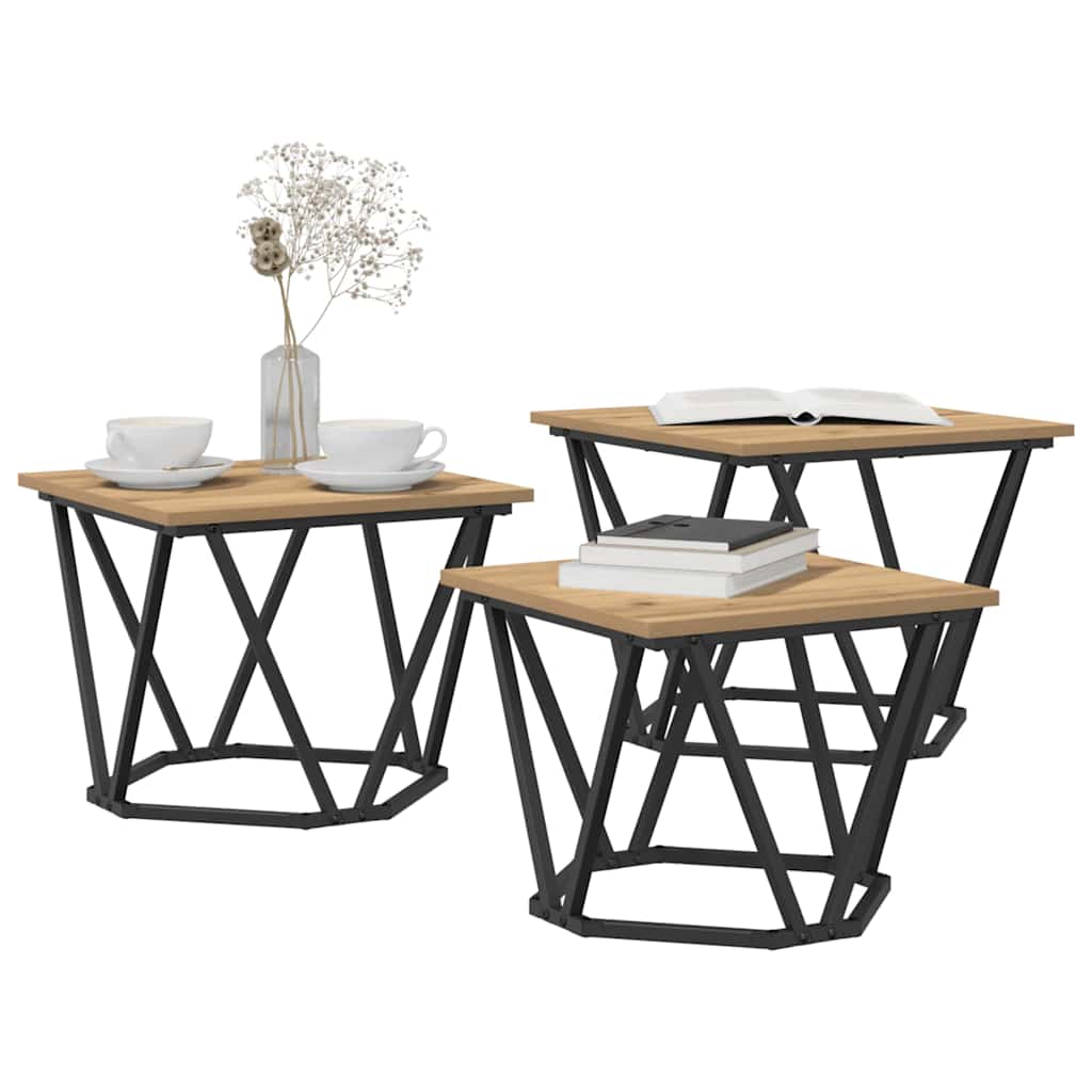 Couchtisch 3 pcs Artisan-Eiche Ingenieure Holz und Stahl