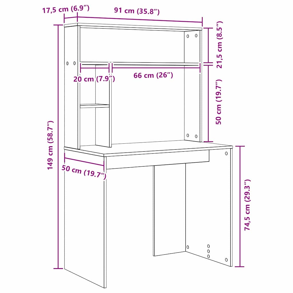 Schreibtisch Beton Grau 91 x 50 x 149 cm Holzwerkstoff