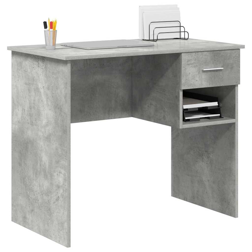 Schreibtisch mit Regal Beton Grau 90 x 49 x 75 cm Holzwerkstoff