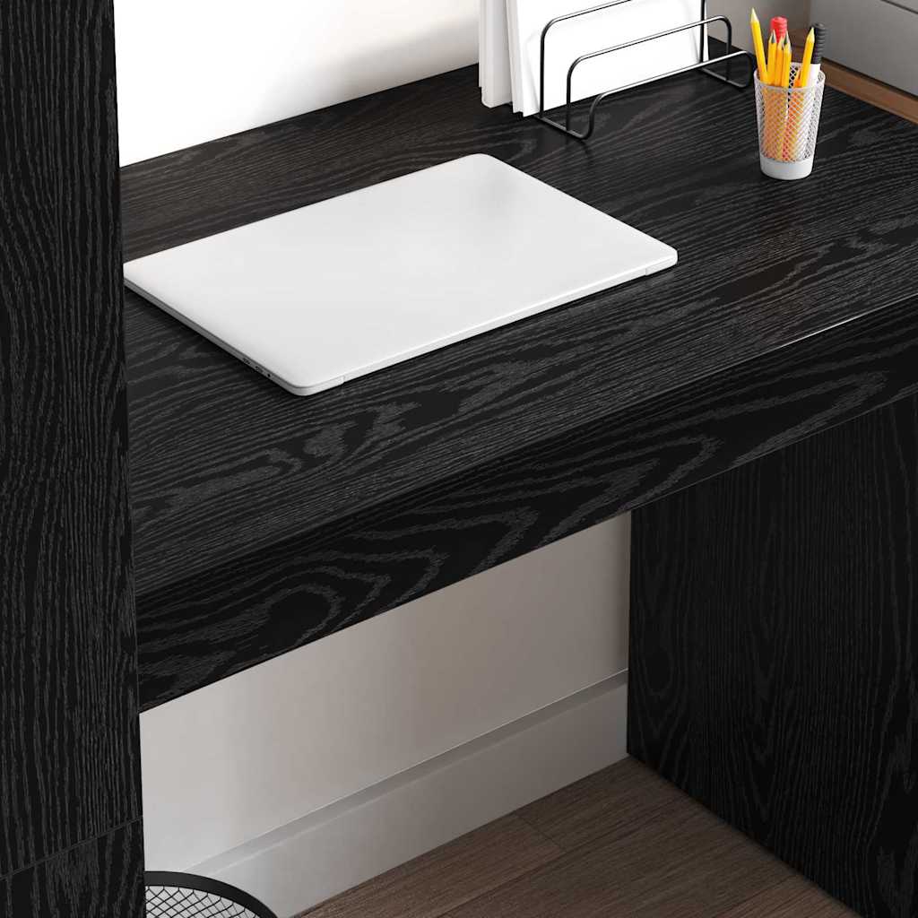 Schreibtisch mit Regal Schwarz Eichen-Optik 113 x 54 x 120 cm