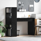 Schreibtisch mit Regal Schwarz Eichen-Optik 113 x 54 x 120 cm