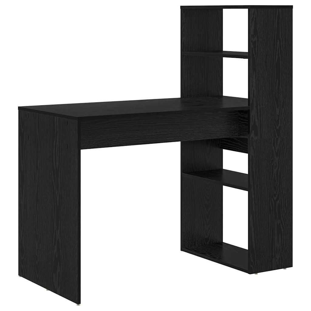 Schreibtisch mit Regal Schwarz Eichen-Optik 113 x 54 x 120 cm