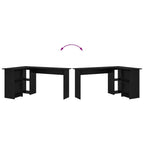 Schreibtisch mit Regal Schwarz Eichen-Optik 142 x 102 x 73 cm
