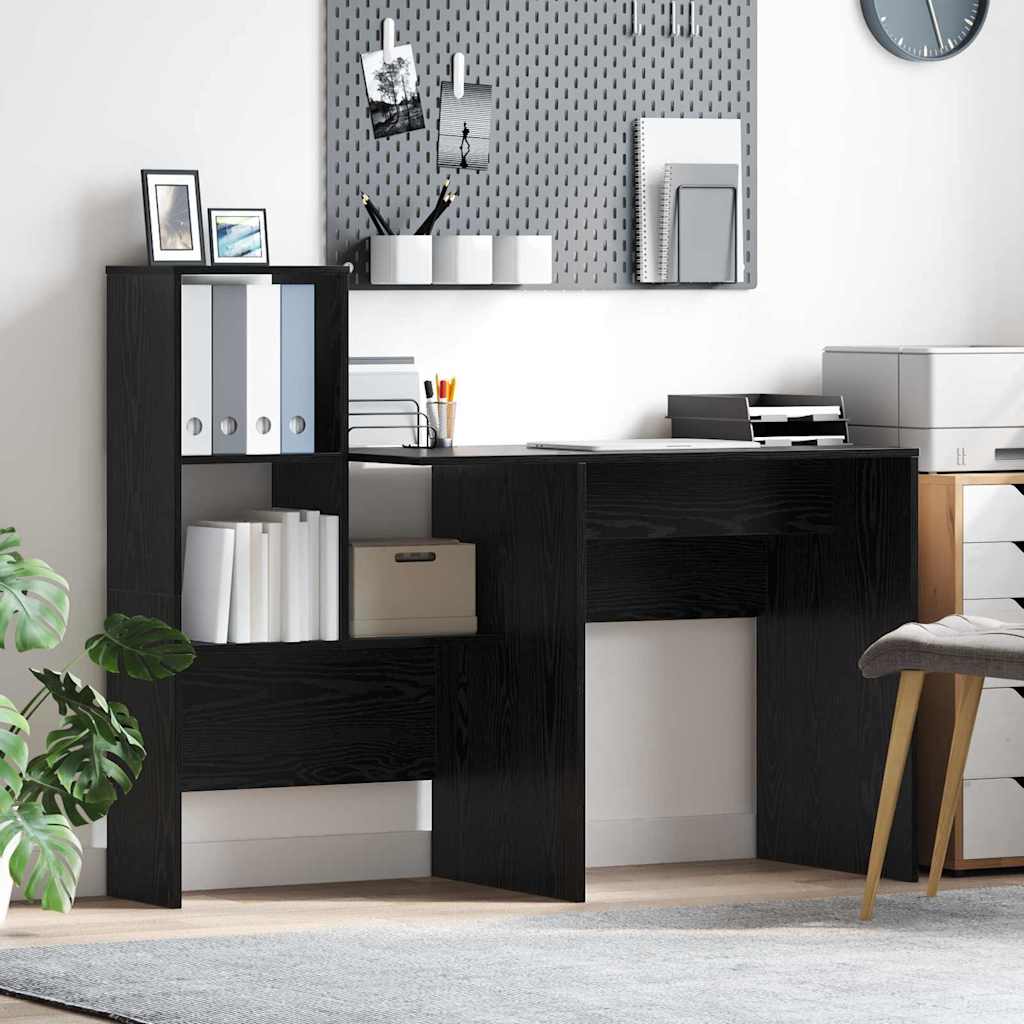 Schreibtisch Schwarz Eichen-Optik 131,5 x 50 x 106,5 cm