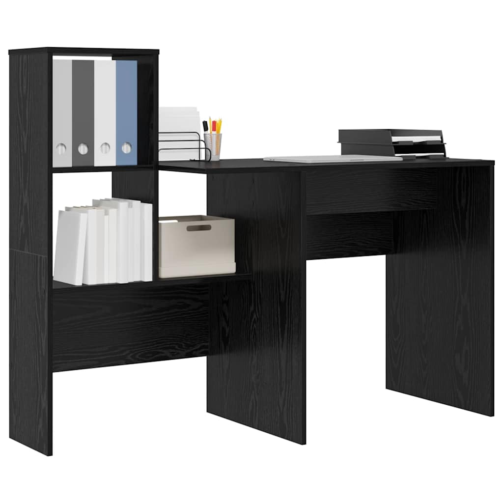 Schreibtisch Schwarz Eichen-Optik 131,5 x 50 x 106,5 cm