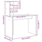Schreibtisch Geräucherte Eiche 102 x 50 x 124 cm Holzwerkstoff