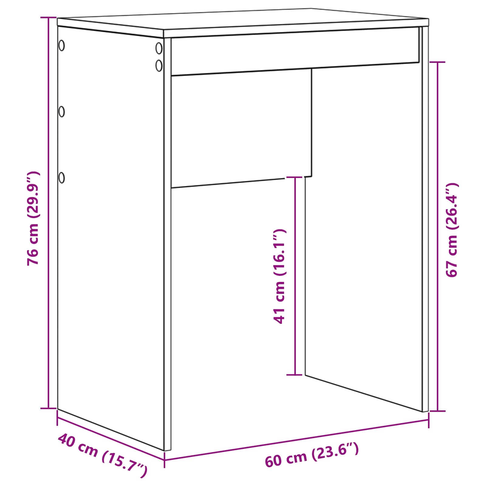 Schreibtisch Weiß 60 x 40 x 76 cm