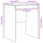 Schreibtisch Schwarz Eichen-Optik 60 x 50 x 76 cm