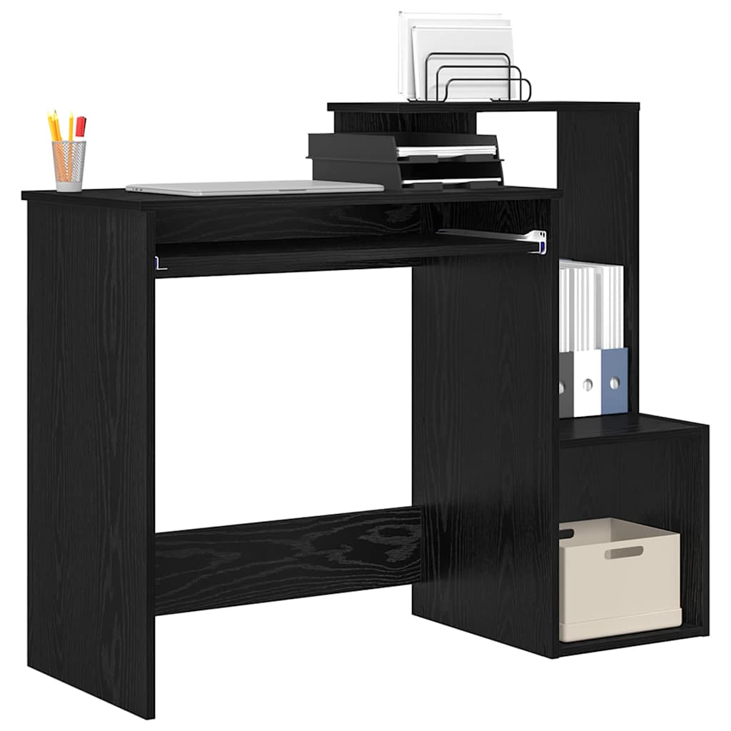 Schreibtisch mit Regal Schwarz Eichen-Optik 106 x 41 x 88.5 cm