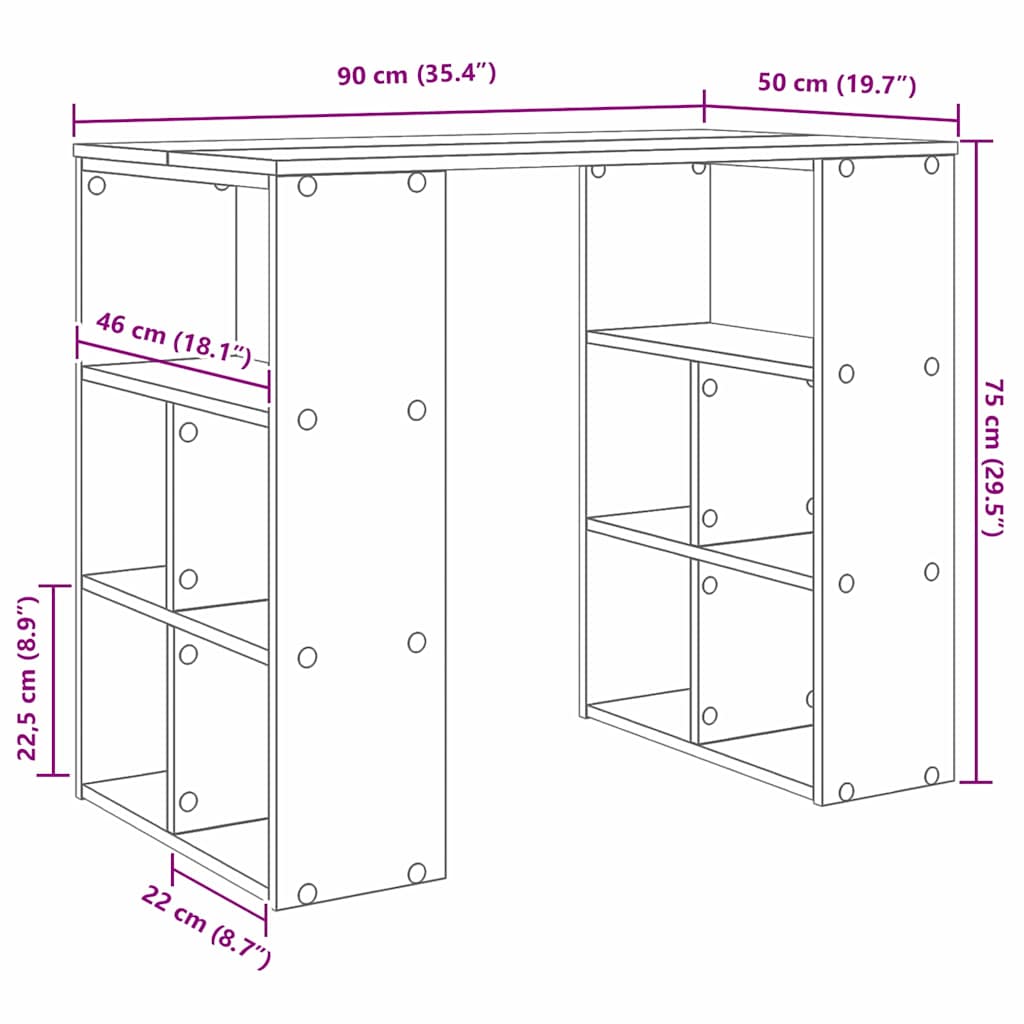 Schreibtisch Graues Sonoma 90 x 50 x 75 cm Holzwerkstoff