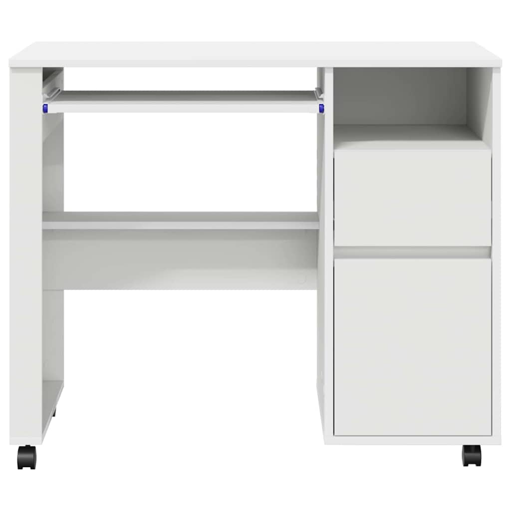 Tisch mit Rädern mit Regal Weiß 91 x 50 x 77 cm Holzwerkstoff