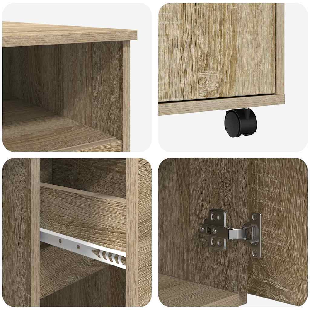 Tisch mit Rädern Sonoma-Eiche 91 x 50 x 77 cm Holzwerkstoff
