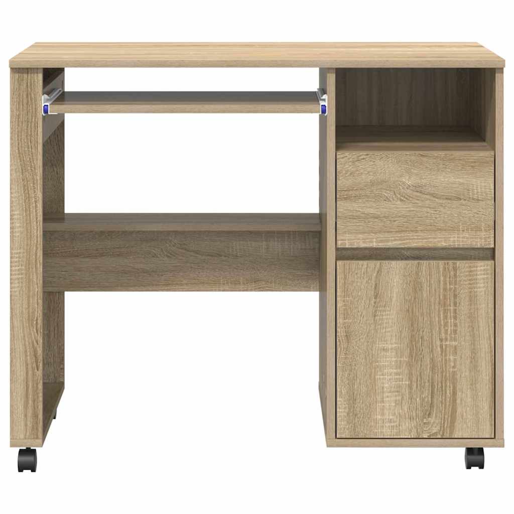 Tisch mit Rädern Sonoma-Eiche 91 x 50 x 77 cm Holzwerkstoff