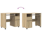 Tisch mit Rädern Sonoma-Eiche 91 x 50 x 77 cm Holzwerkstoff